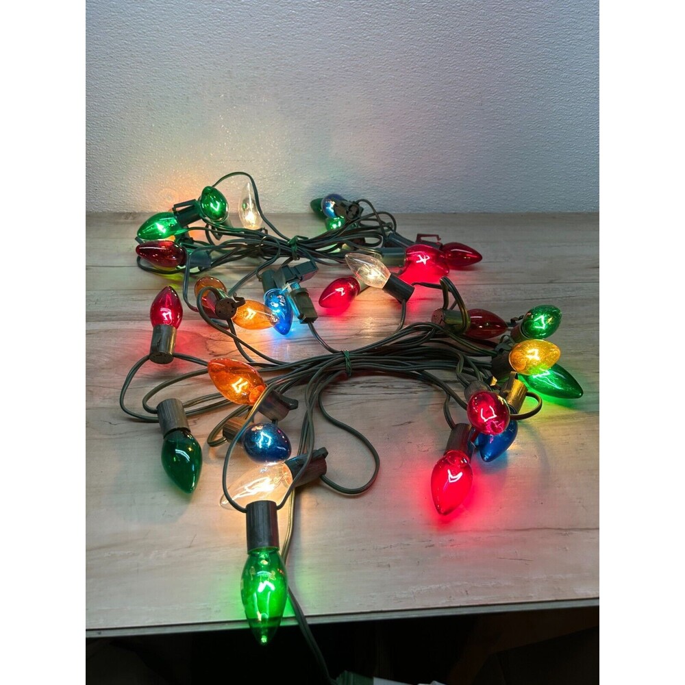 Vtg Unbranded Multicolor Christmas Light Strings Lot Of 2 Tested C9 120V